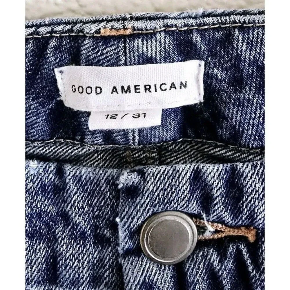 Good American Good 90's Straight Size 12/31 Distressed Baggy Jeans - Picture 3 of 12